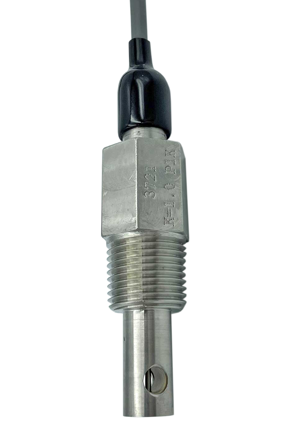 Select Edelstahl Leitfähigkeitssensor 100°C, Frontansicht mit Gewinde, robuster Sensor aus Edelstahl, für hohe Temperaturen und Druck, Leitfähigkeitssensor mit PEEK-Elementen