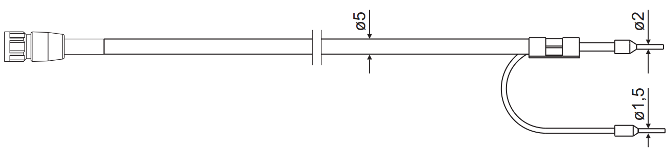 5m connection cable for pH/redox, cable end 1 (sensor side) = rotatable cable socket, connection end 2 = shield connector 5 Meter Anschlusskabel für pH/Redox, drehbare Kabelbuchse, Anschluss für pH/Redox Sensor