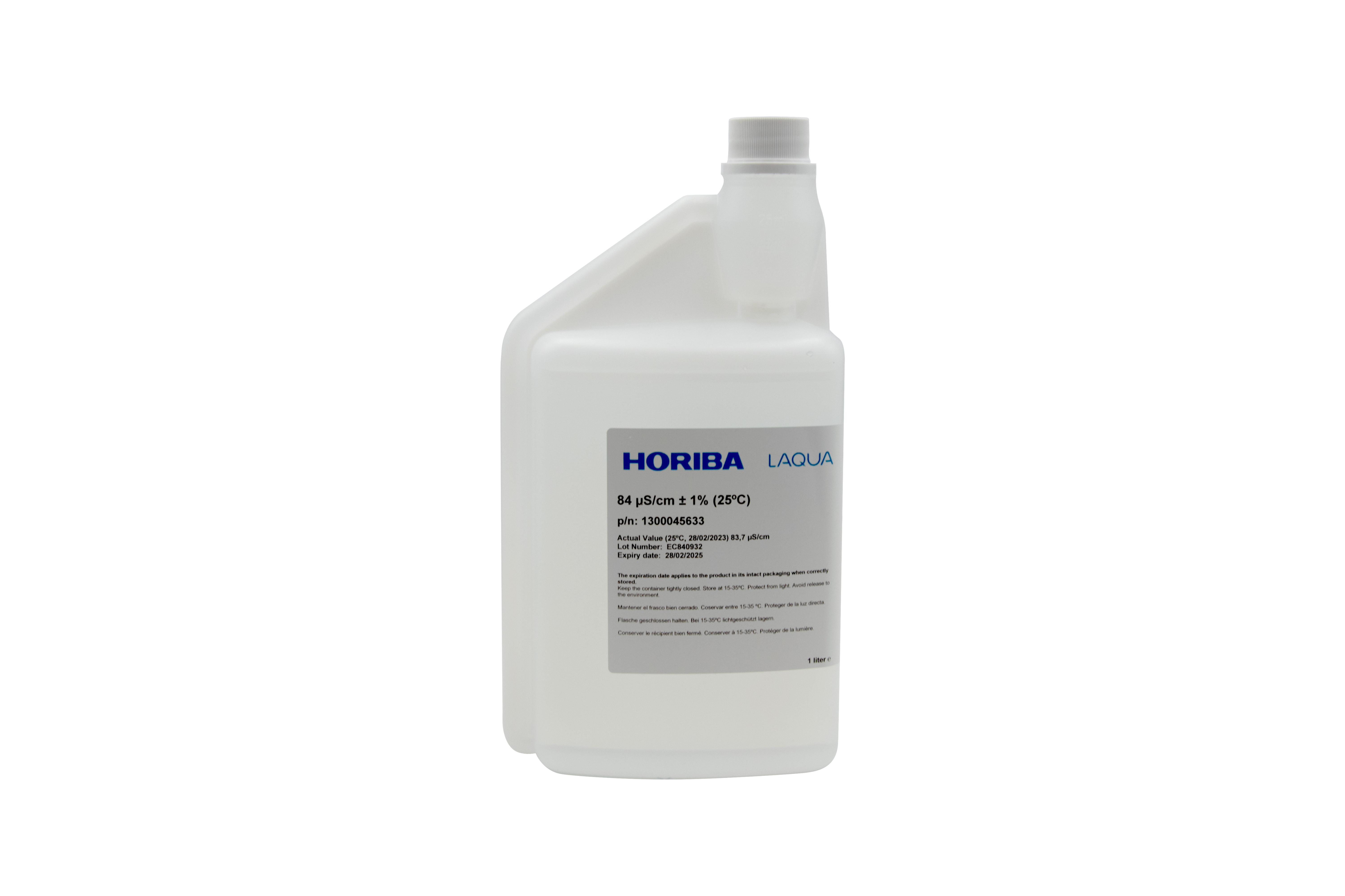 HORIBA 84 μS/cm conductivity calibration solution 1000ml, front view, for the food and beverage industryGeben Sie Ihr Feedback zu BizChat ab.
