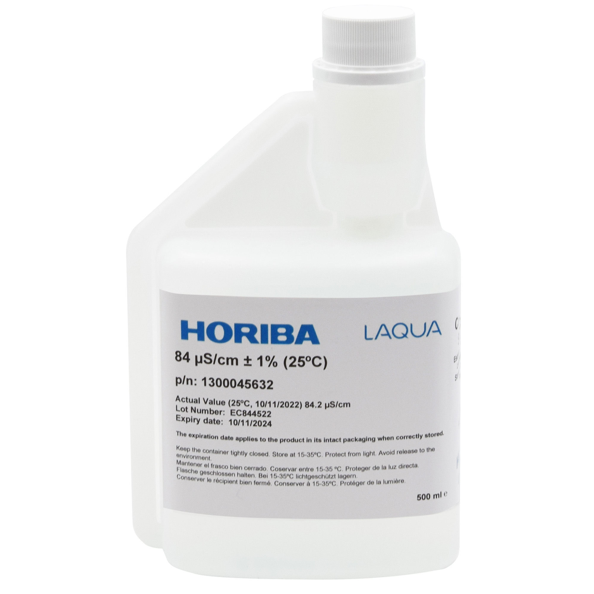 HORIBA calibration solution 84 µS/cm clear bottle with print