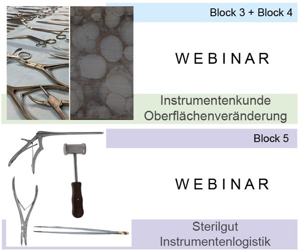 Webinar Sterilgutaufbereitung - Block 3 bis 5 - Instrumentenkunde, Oberflächenveränderungen und Sterilgut-Instrumentenlogistik