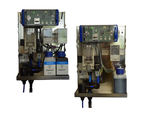 Testomat® LAB CL und LAB TH Gerätekombination 9.	Testomat LAB CL und LAB TH Gerätekombination, Seitenansicht mit Anschlussmodulen