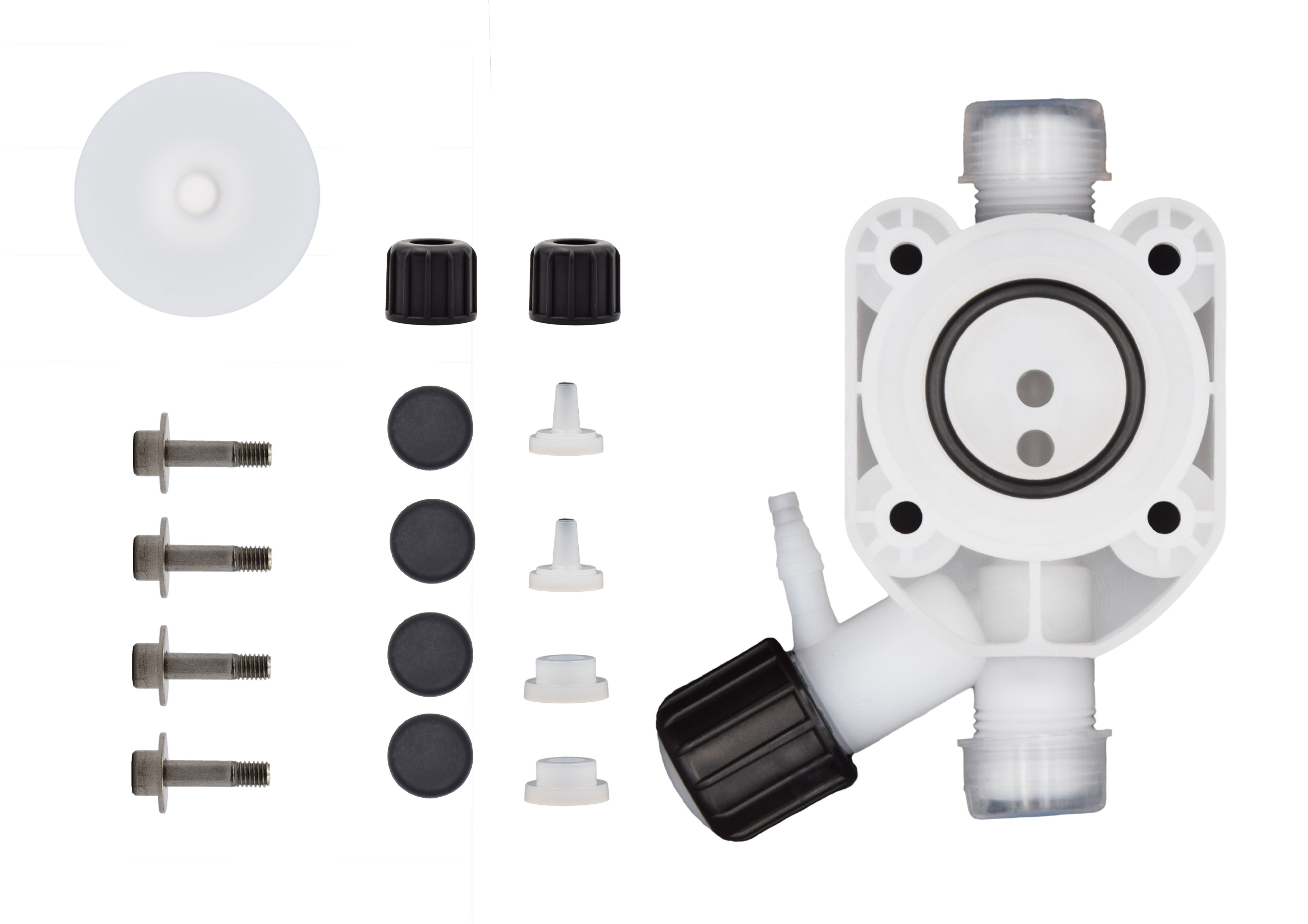 emec VMS Pumpen Serviceset J - PVDF Pumpenkopf, Viton Dichtung und PTFE Membrane