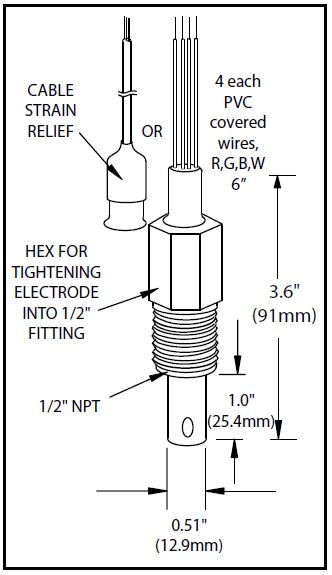 Select stainless steel conductivity sensor 100°C (max. 13 bar) for high temperatures and high pressure (LF)