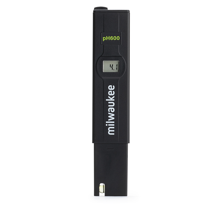 Milwaukee PH600 pH‑Messzeug von vorne, geöffnete Kappe, klare Messspitze
