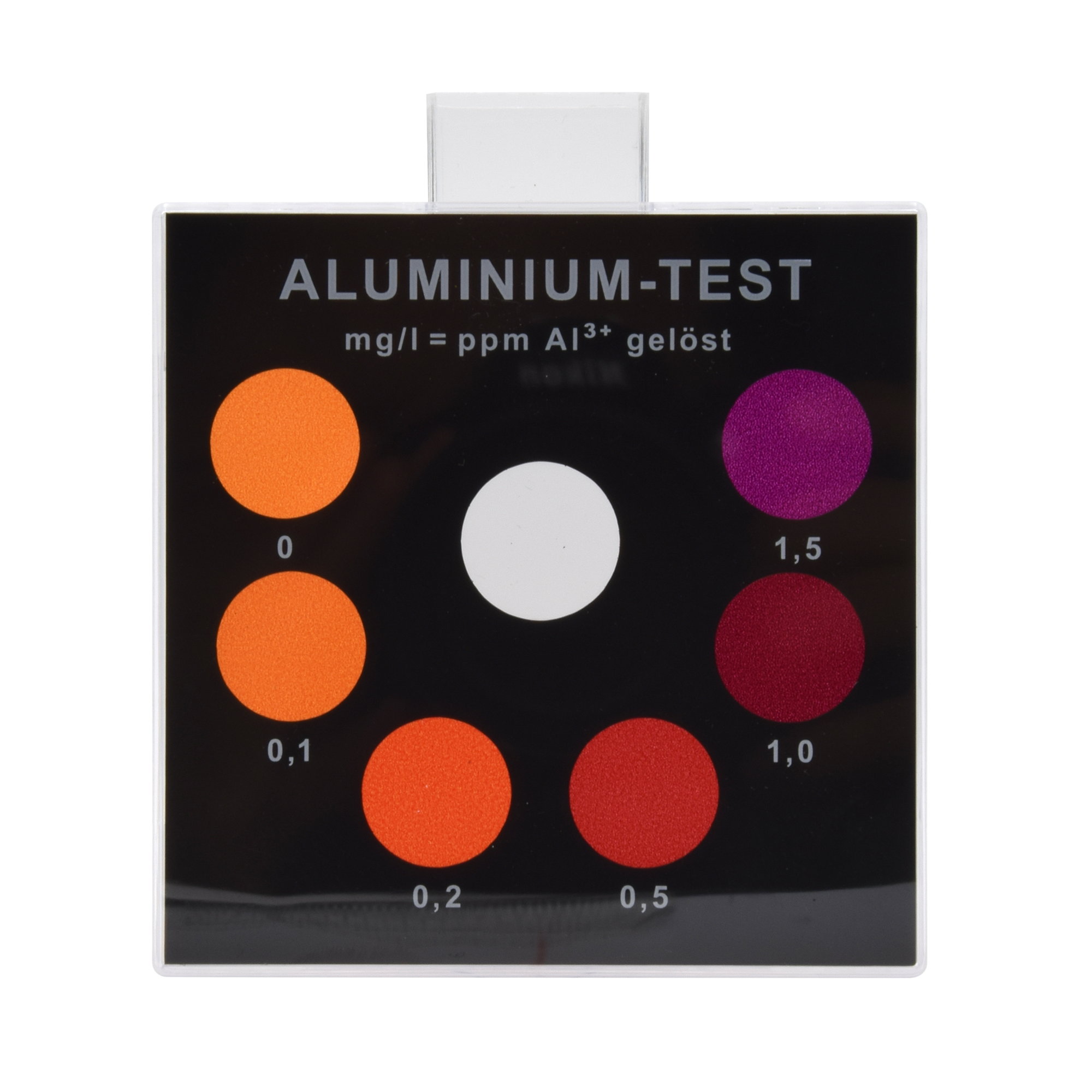 Aluminium - Farbvergleichsgerät Testoval Aluminium - Farbvergleichsgerät Testoval, Vorderansicht mit Skalenring, für manuelle Wasseranalyse