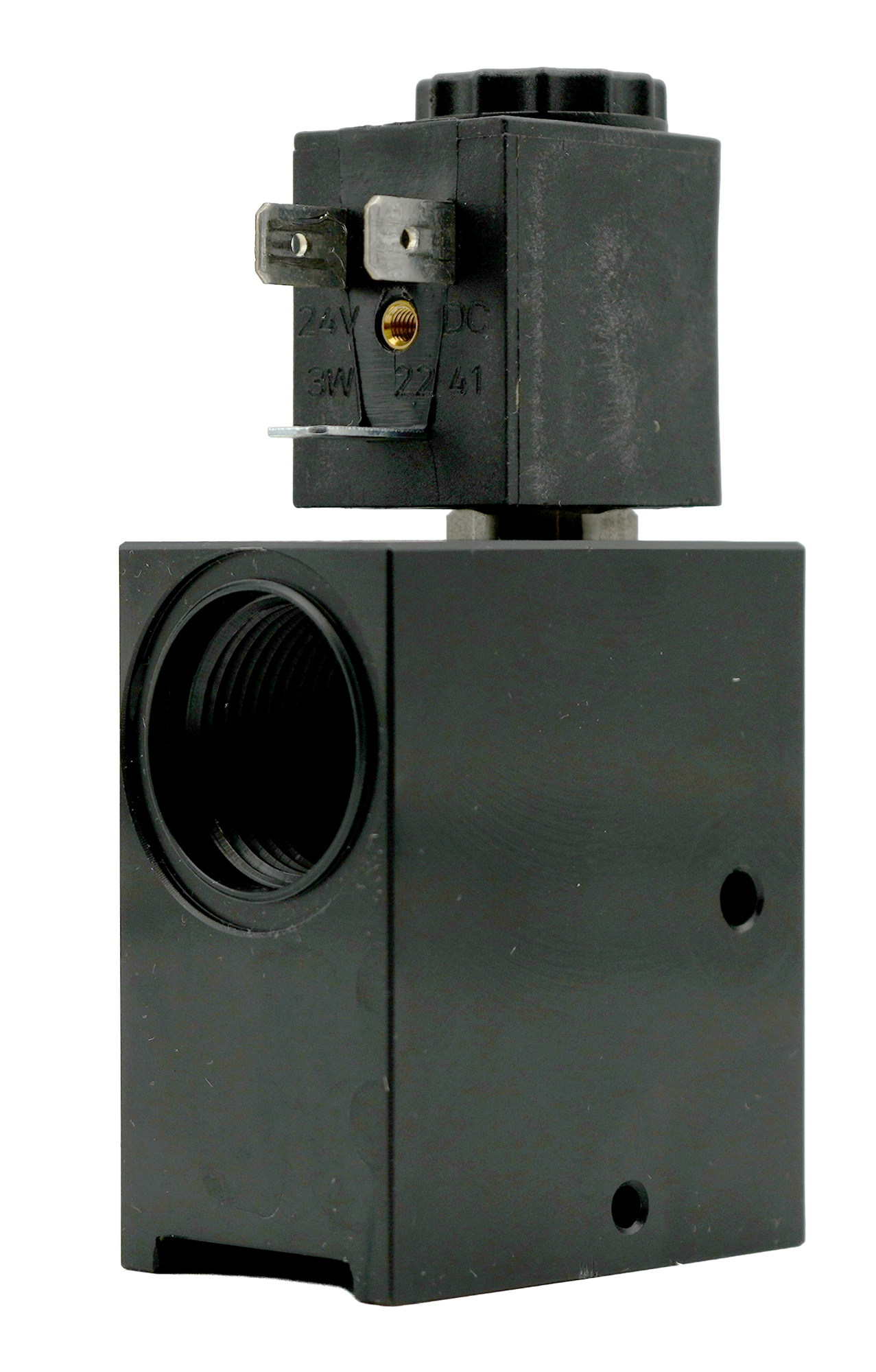 Solenoid valve 2-2 way, 24 V for Testomat® LIMIT our item number 40689 Product standing View of right side
