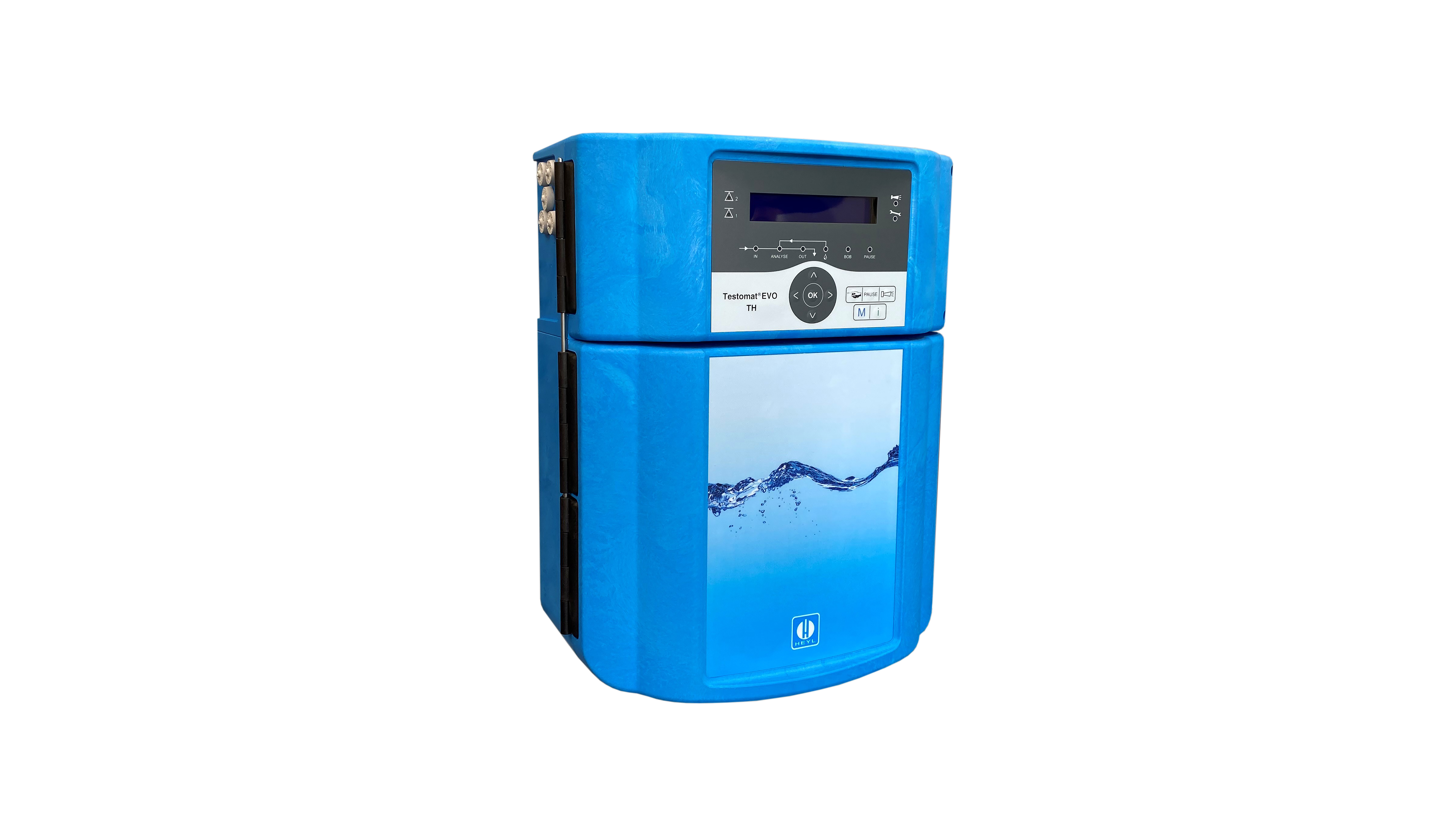 Testomat EVO TH, Gesamtansicht des Geräts mit Display und Bedienelementen, 100–240 VAC / 100–353 VDC