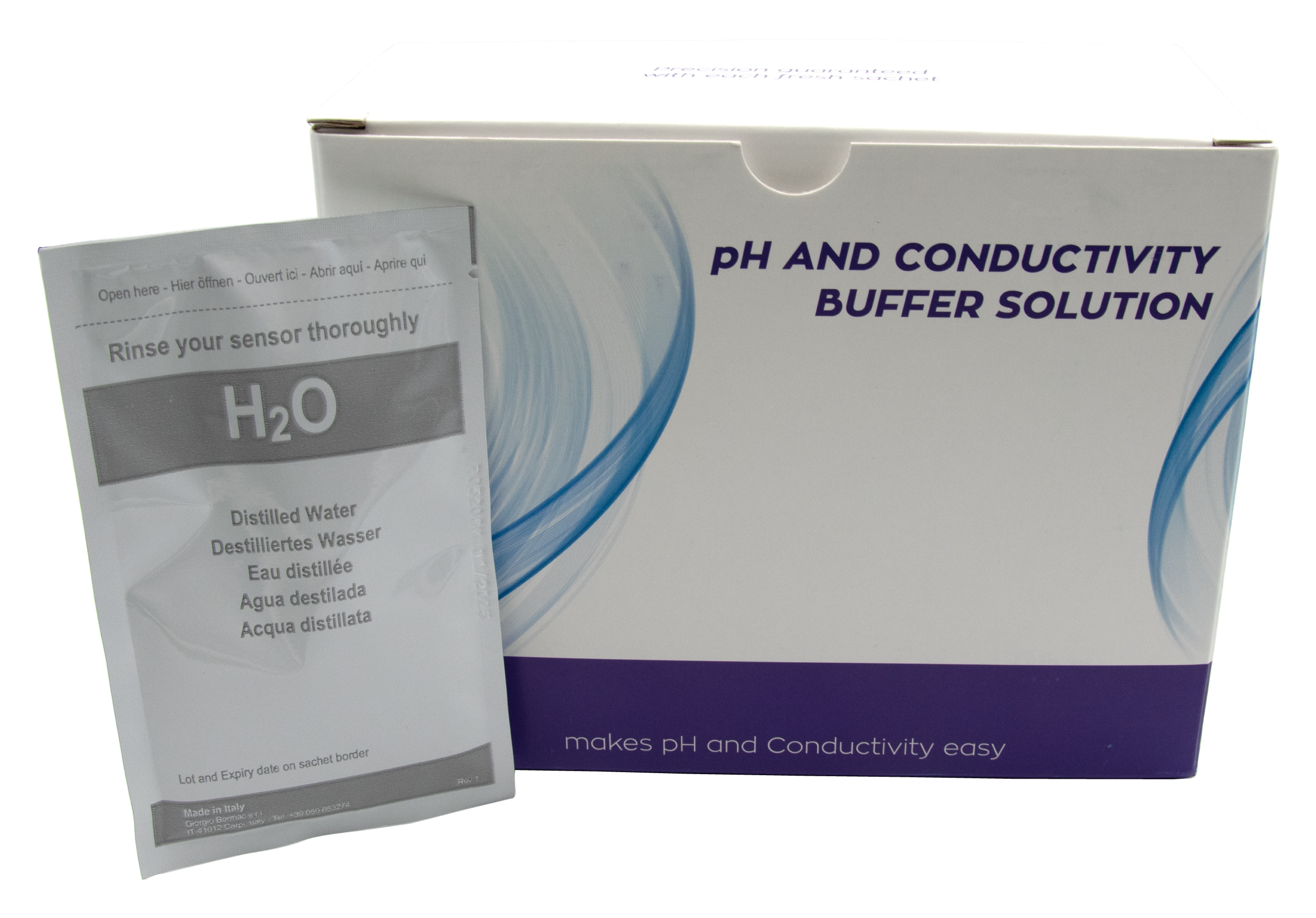 XS BASIC Spüllösung mit 20 Beuteln, Frontansicht Verpackung und Beutel