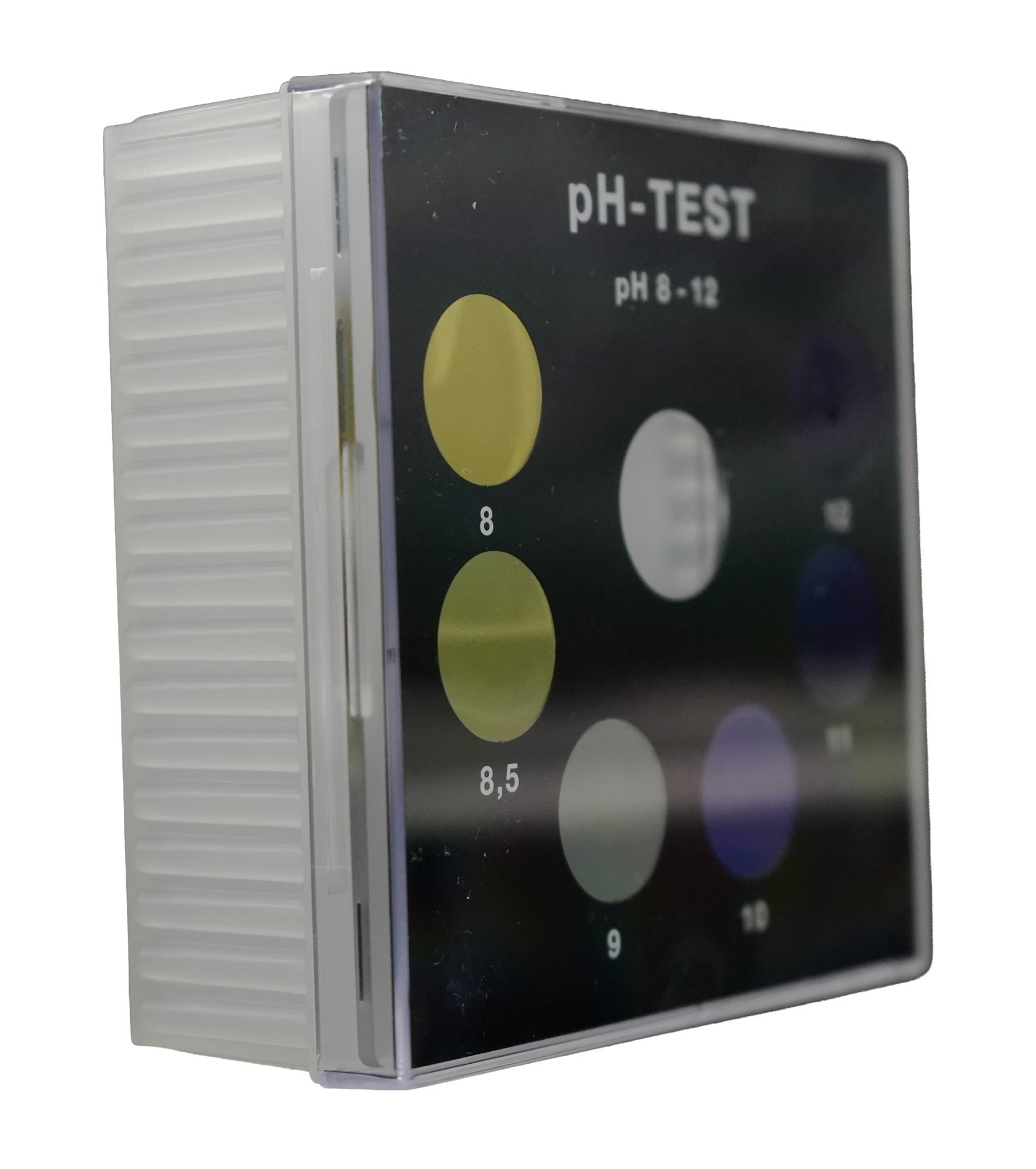 linke Seitenansicht auf ein pH Farbvergleichsgerät Testoval für den pH-Wert 8-12 Artikelnummer 410618