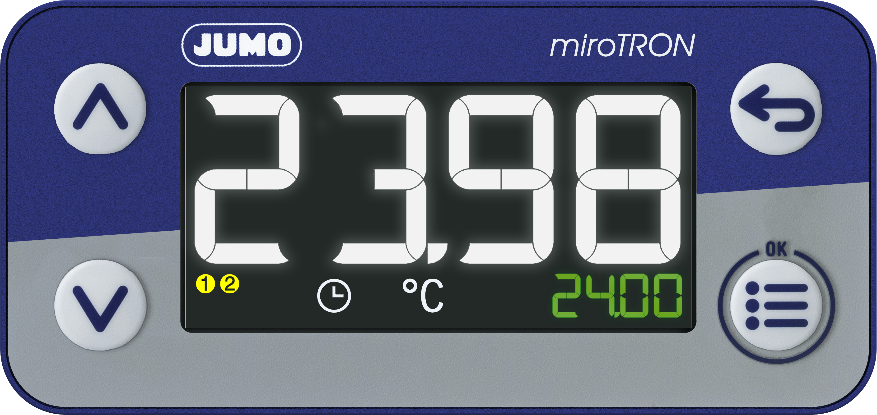 JUMO miroTRON, elektronischer Thermostat mit Push-in-Klemmen und digitaler Anzeige