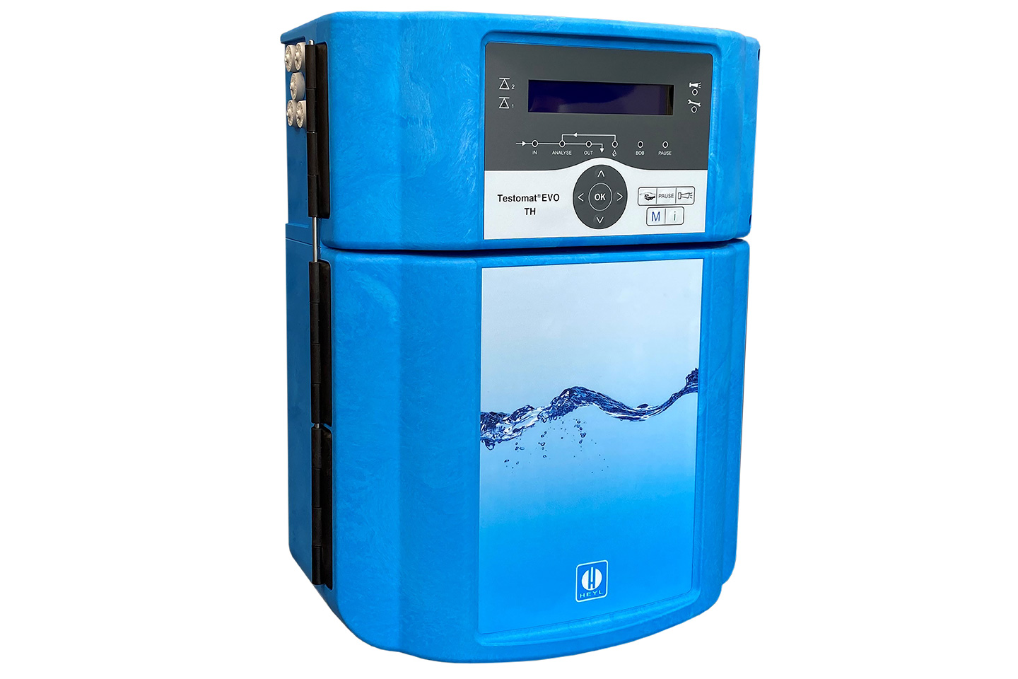 Testomat EVO TH, Seitenansicht mit sichtbaren Anschlüssen und Gehäuse, 24 VAC / 50-60 Hz