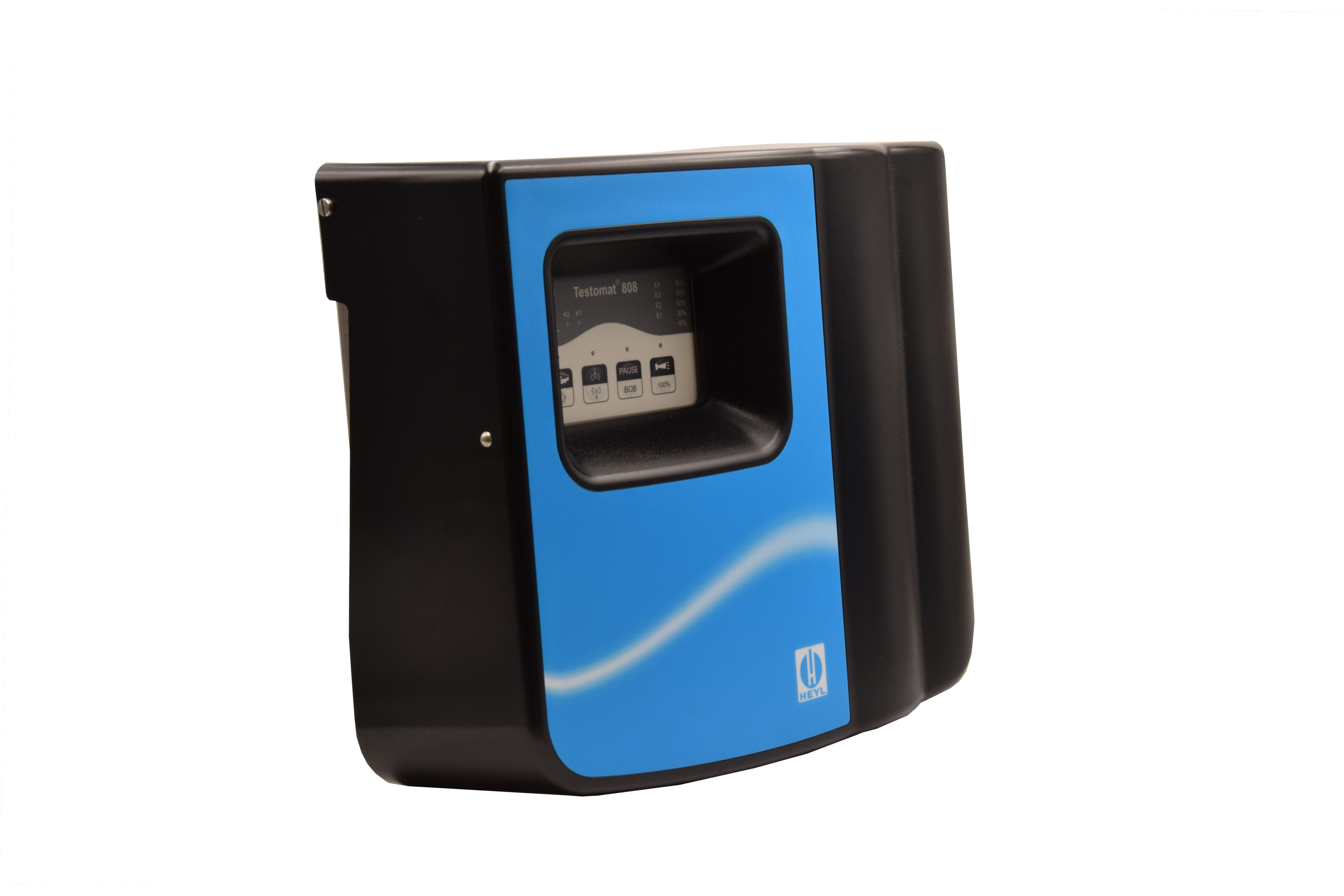 Testomat 808, linke Seitenansicht mit Wasserzulaufanschluss, robustes Gehäuse, für präzise Wasserhärtemessung, (D) 230 V/50-60 Hz 0,3 - 1 bar