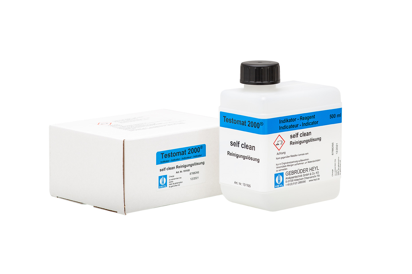 Testomat® Self Clean Reinigungslösung 500 ml Flasche frontseitig mit Label, Reinigungslösung für Messkammer