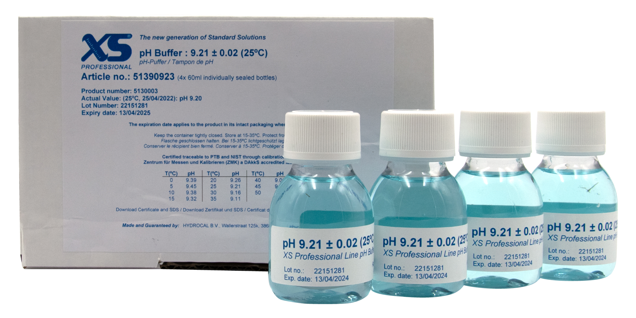 XS Professional XS pH 9.21 Pufferlösung türkis, 4x60ml Flaschen