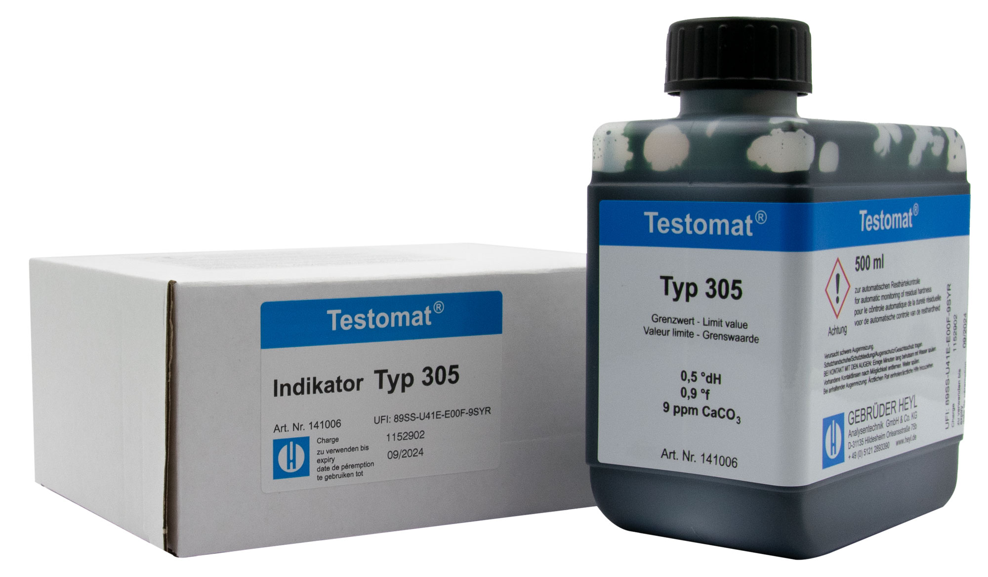 Testomat® 808 Indikator 305 500 ml Testomat® 808 Indikator 305, 500 ml Flasche, Resthärte-Messung, Grenzwert 0,5 °dH