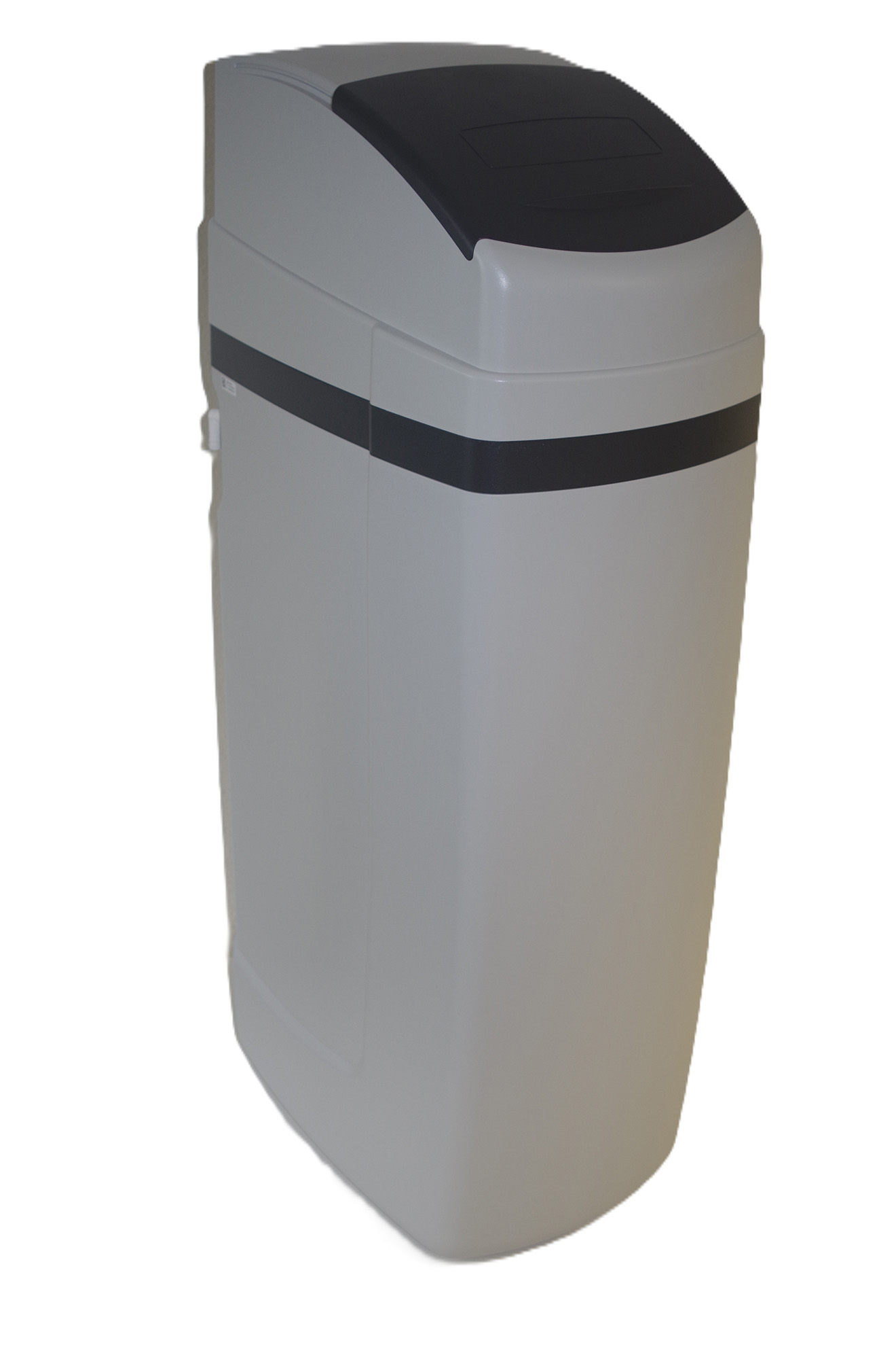 Seitliche Ansicht der Kabinettenthärtungsanlage, Deckel ist geschlossen und der Bildschirm nicht sichtbar