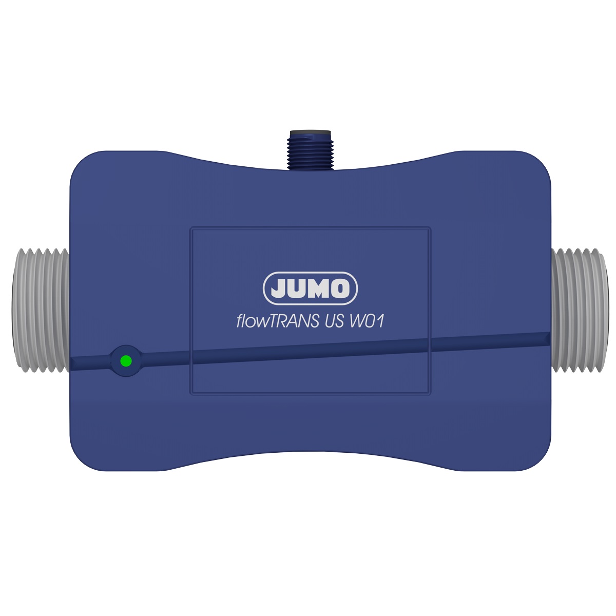 JUMO flowTRANS US W01 Ultraschall-Durchflussmessgerät DN 15 Ansicht von oben, Anschlussdetail, langlebige Bauweise, industrielle Anwendung