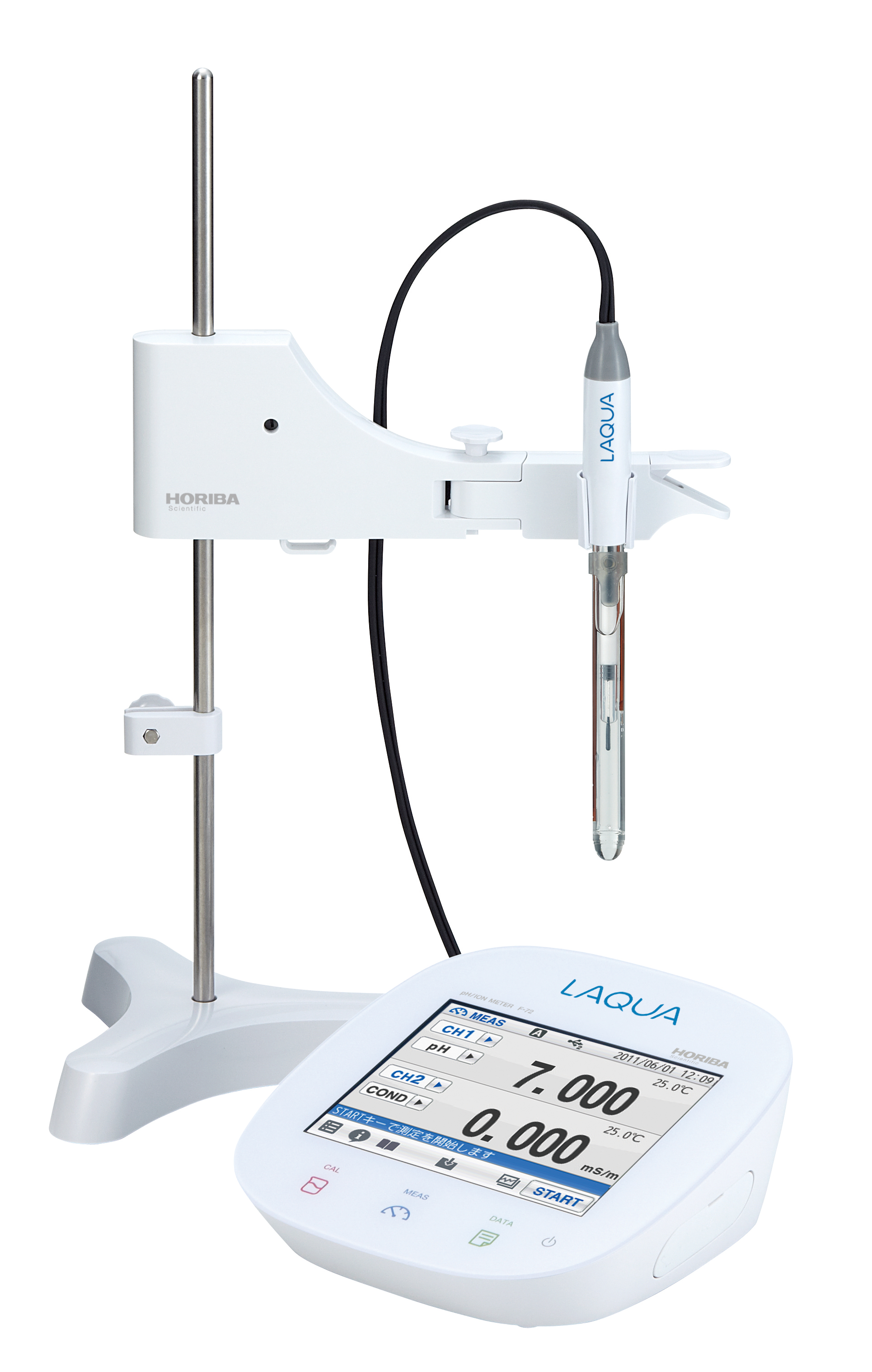 Horiba F-73 mit Elektrodenhalter, weißes Gehäuse, für pH/ORP/Ion‑Elektroden